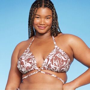 NWT Wild Fable 1X (17-18) Floral Strappy Triangle Center Front Ring Bikini Top